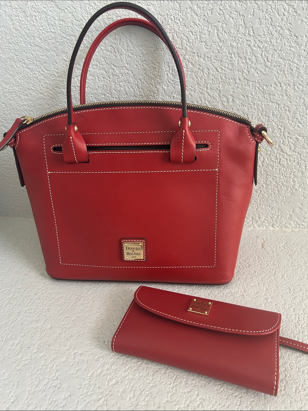Dooney & Bourke Red Leather Tote with Matching Wallet